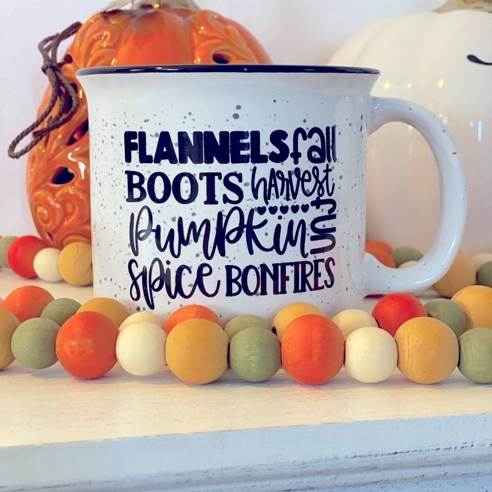 FALL MUG 🍁🍂 Flannels Fall Boots ~ Ceramic Coffee Mug NWT🤎